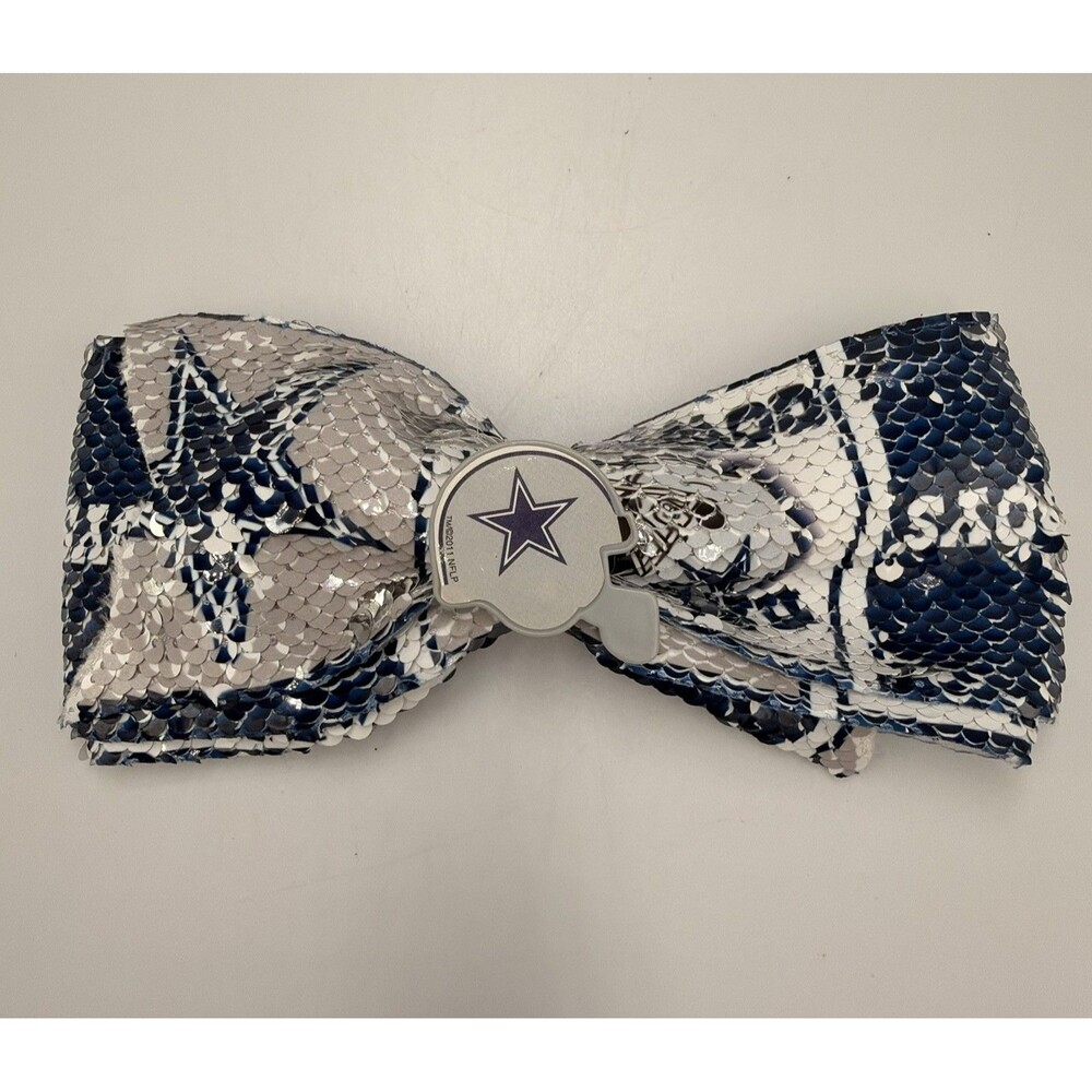 Dallas Cowboys Sequin Hair Bow Helmet NFL Blue Silver White 7” Alligator Clip